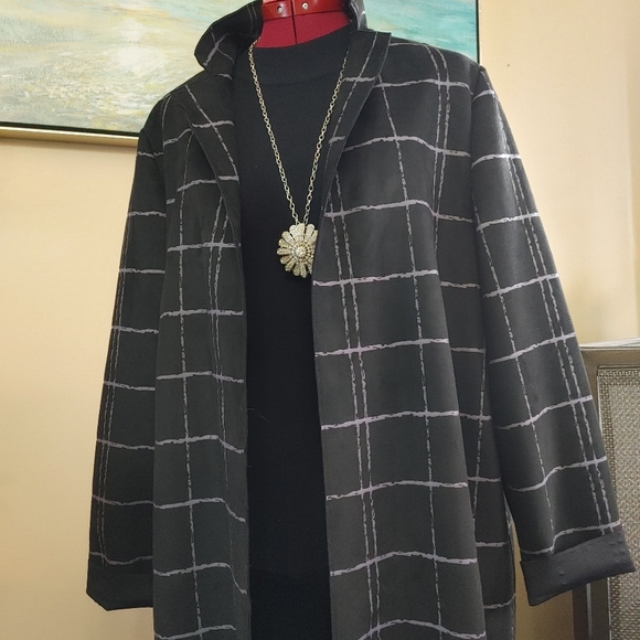 TanJay Long Faux Suede Open Front Blazer - Picture 5 of 7